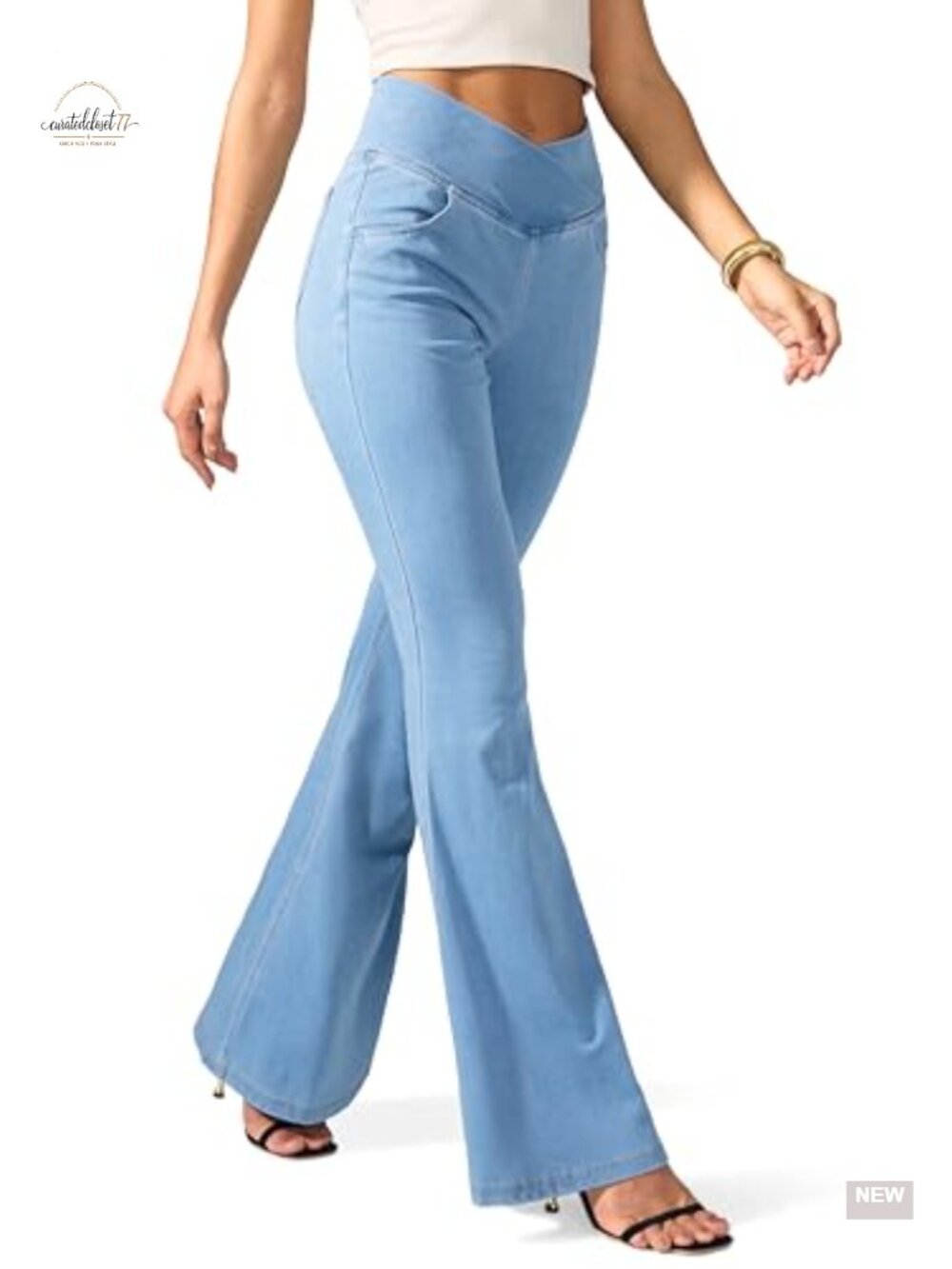 Women's Flare Jeans Stretchy Bell Bottom Jeggings High Waist Pull On